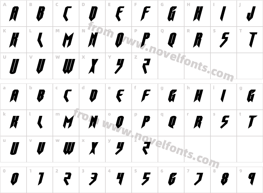 Opus Magnus Expanded ItalicCharacter Map