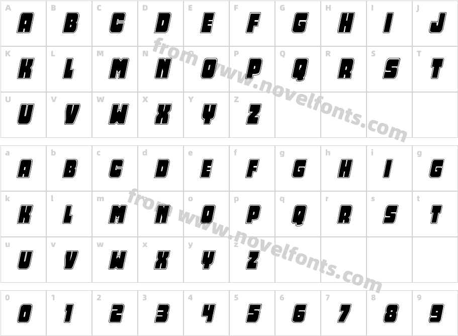 Opus Mundi Academy ItalicCharacter Map