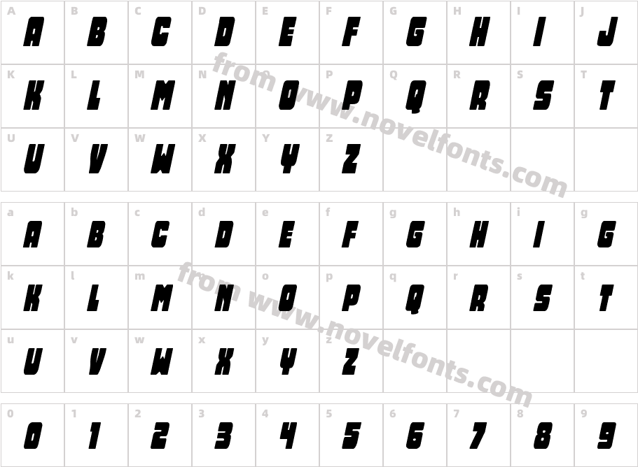 Opus Mundi Condensed ItalicCharacter Map