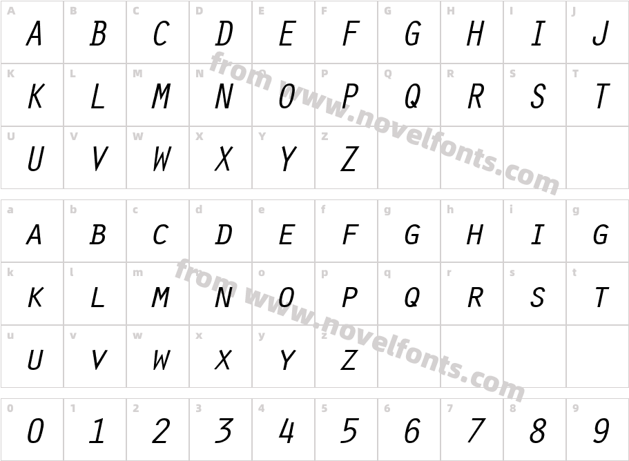 Oracle ItalicCharacter Map