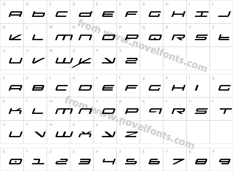 Oramac Light ItalicCharacter Map