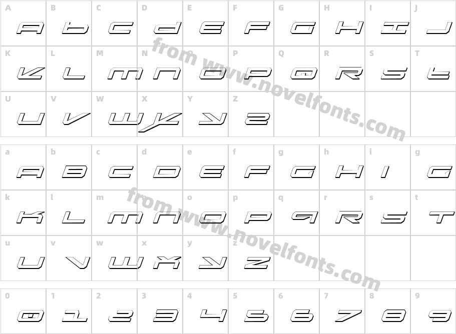 Oramac Shadow ItalicCharacter Map