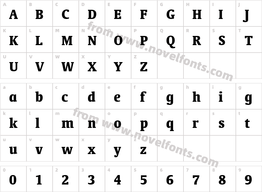 Oranda Bold Condensed GX BTCharacter Map