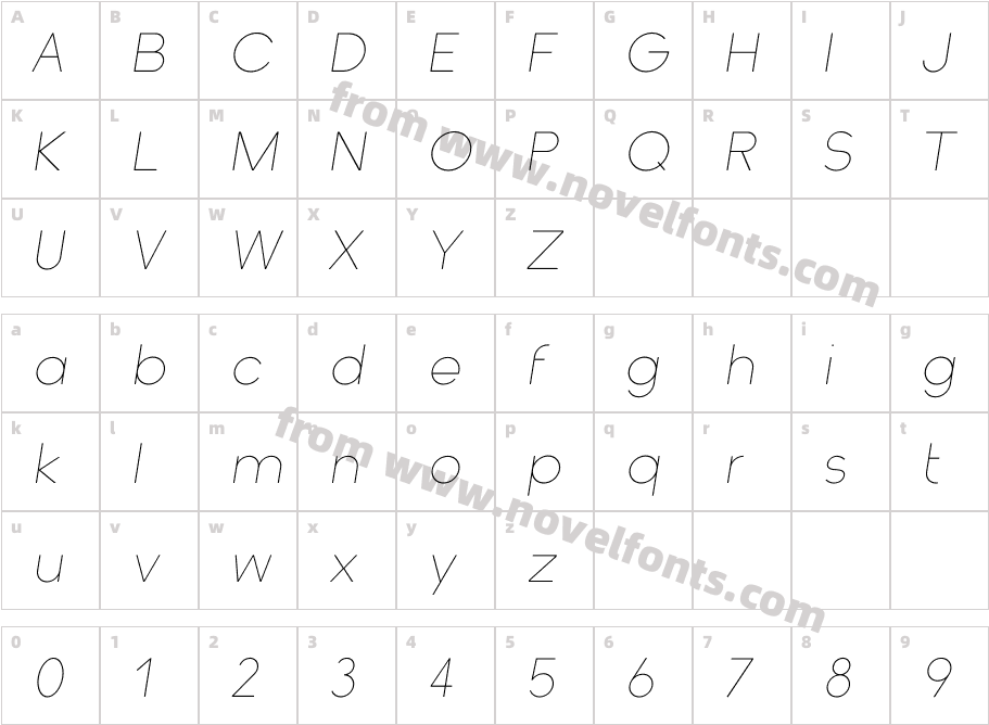 Orchis Prima Light ItalicCharacter Map