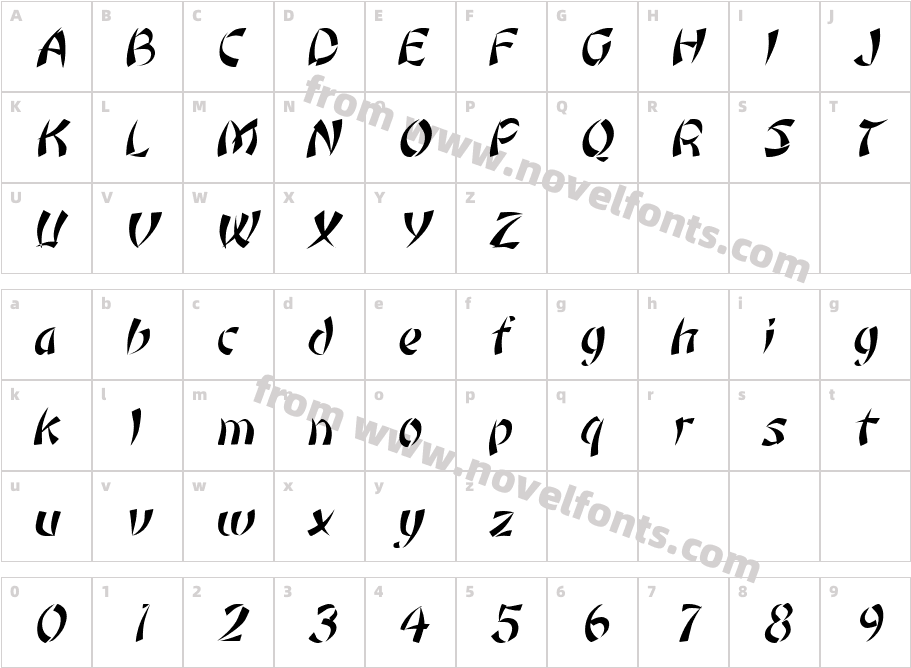 Orient1 ItalicCharacter Map