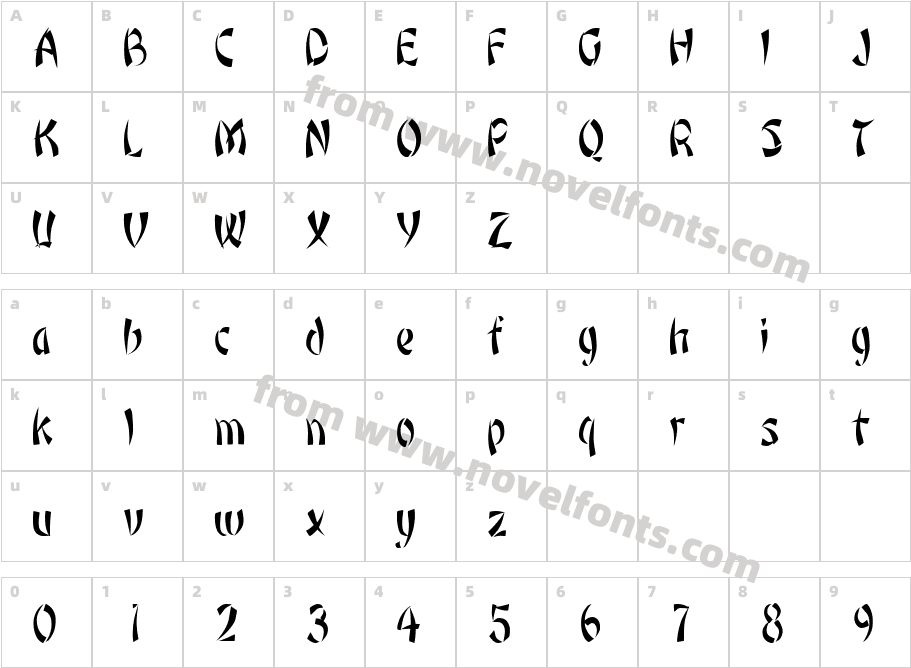 Orient1-Condensed  NormalCharacter Map