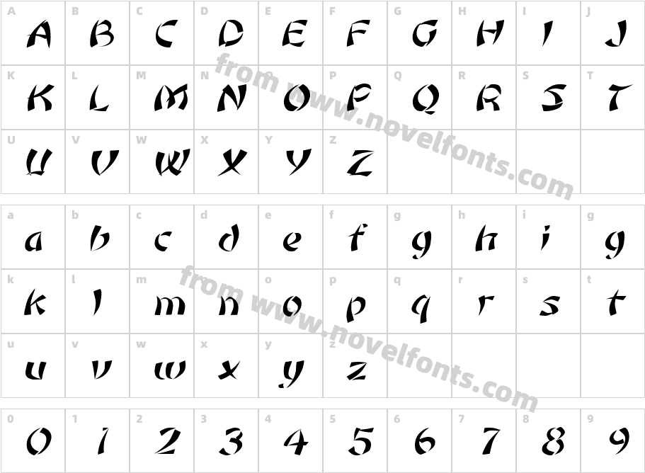 Orient1-Extended ItalicCharacter Map