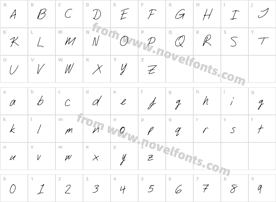 DJsSlantSerifCharacter Map