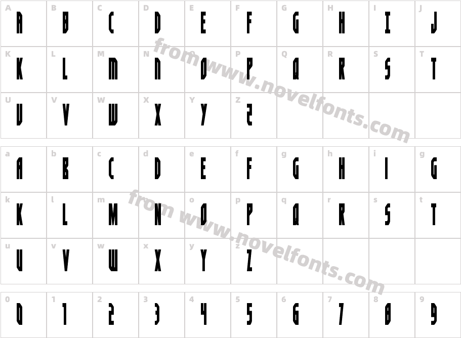 Orion Prime CondensedCharacter Map