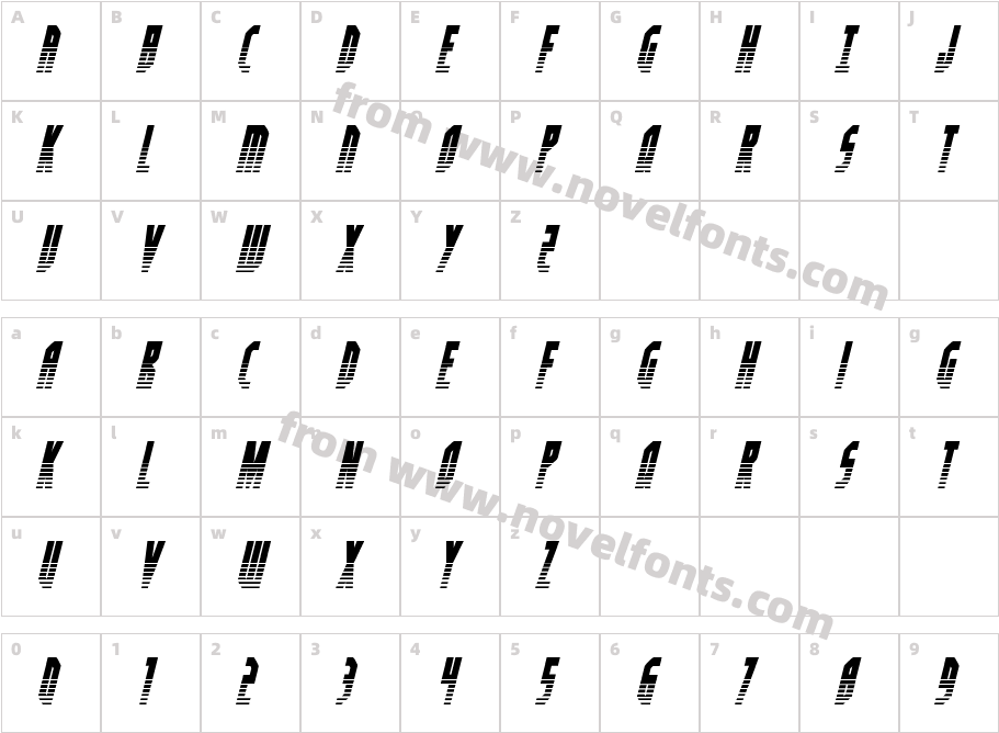 Orion Prime Halftone ItalicCharacter Map