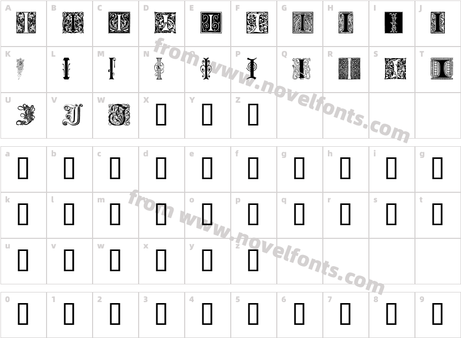 Ornamental Initials ICharacter Map