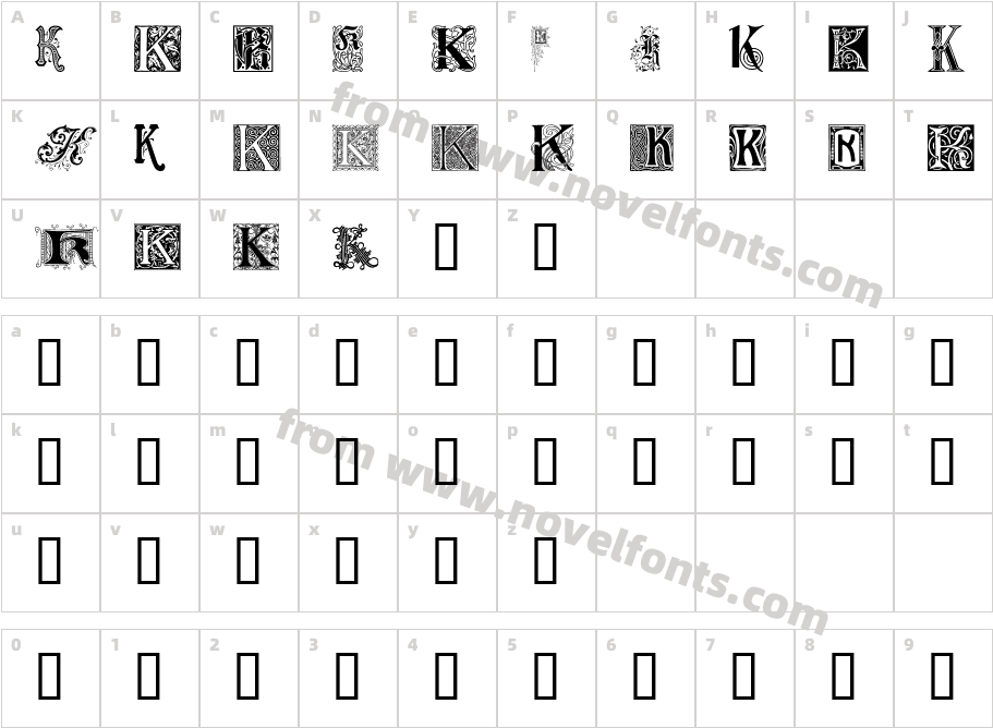 Ornamental Initials KCharacter Map