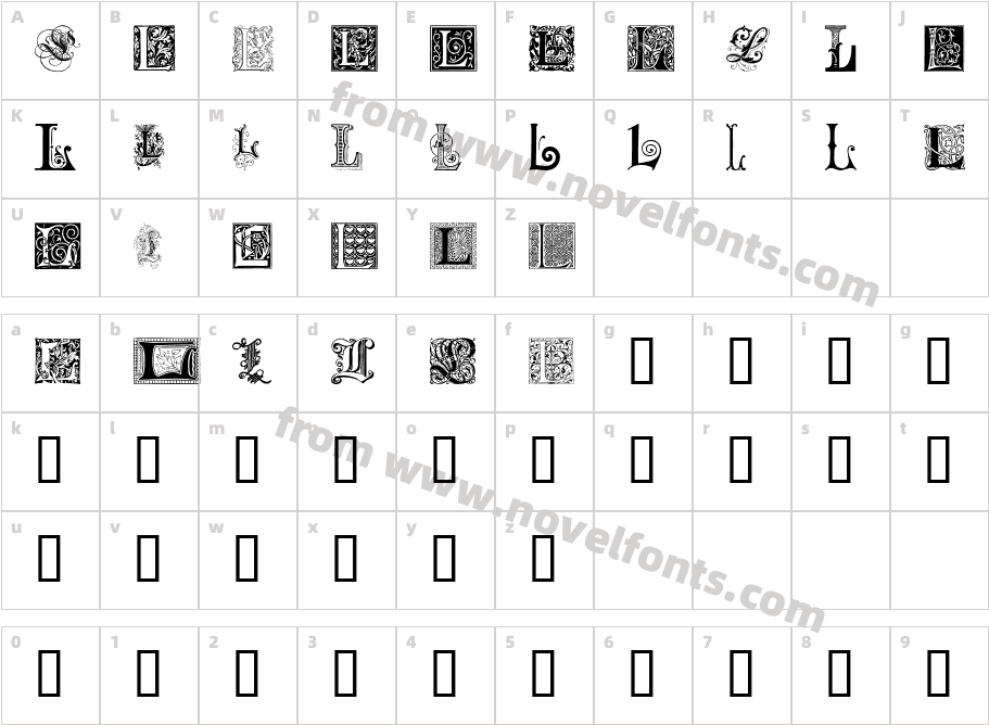 Ornamental Initials LCharacter Map