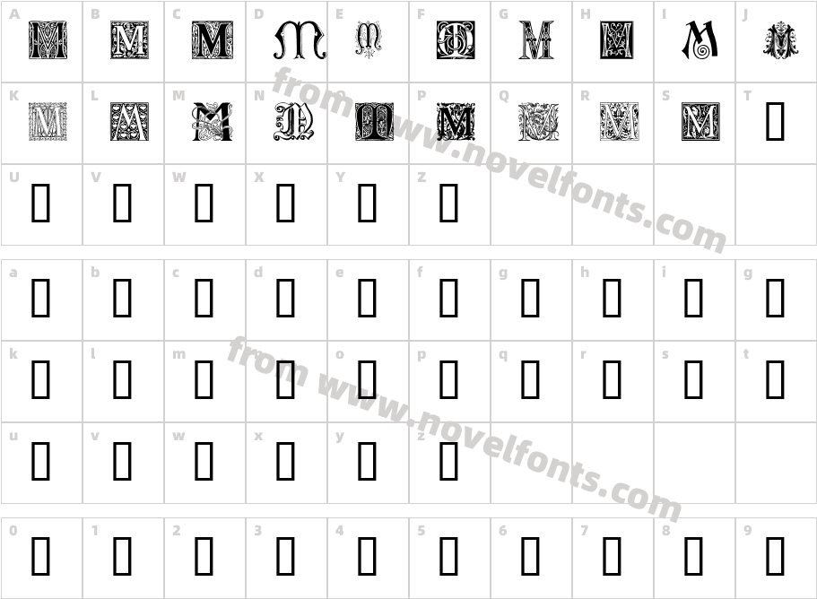 Ornamental Initials MCharacter Map