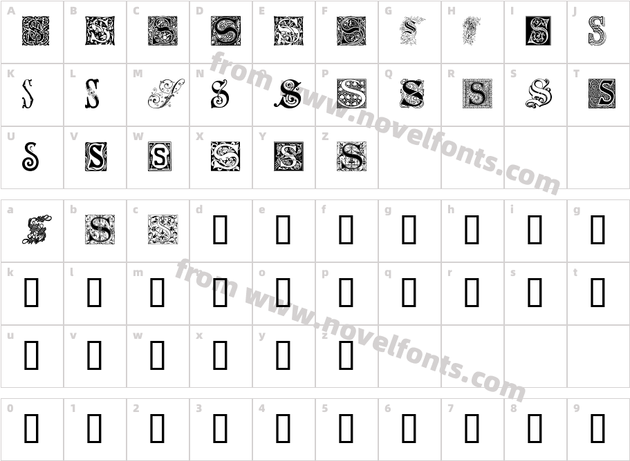 Ornamental Initials SCharacter Map
