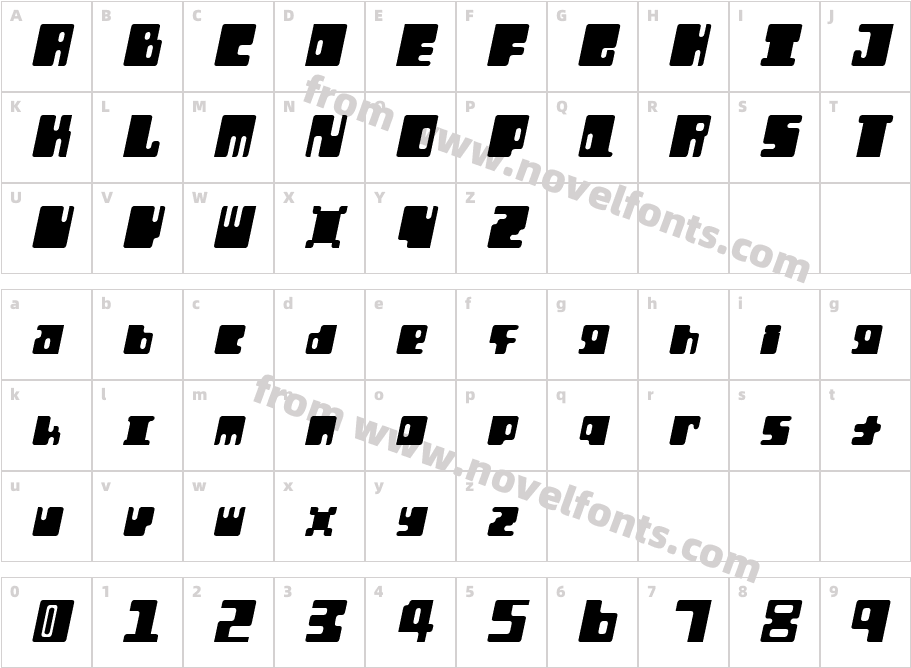 Orthotopes ItalicCharacter Map