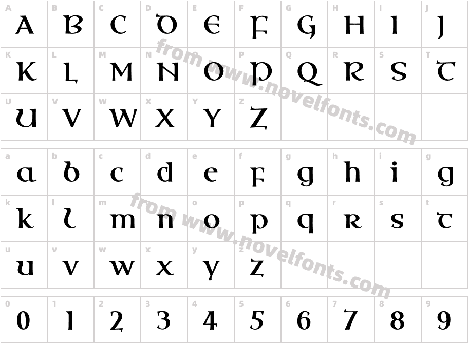 OssianEF-BoldCharacter Map