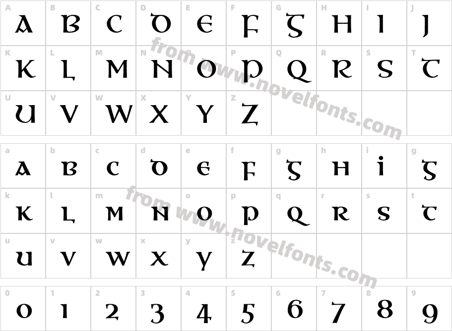 OssianEF-BoldSCCharacter Map