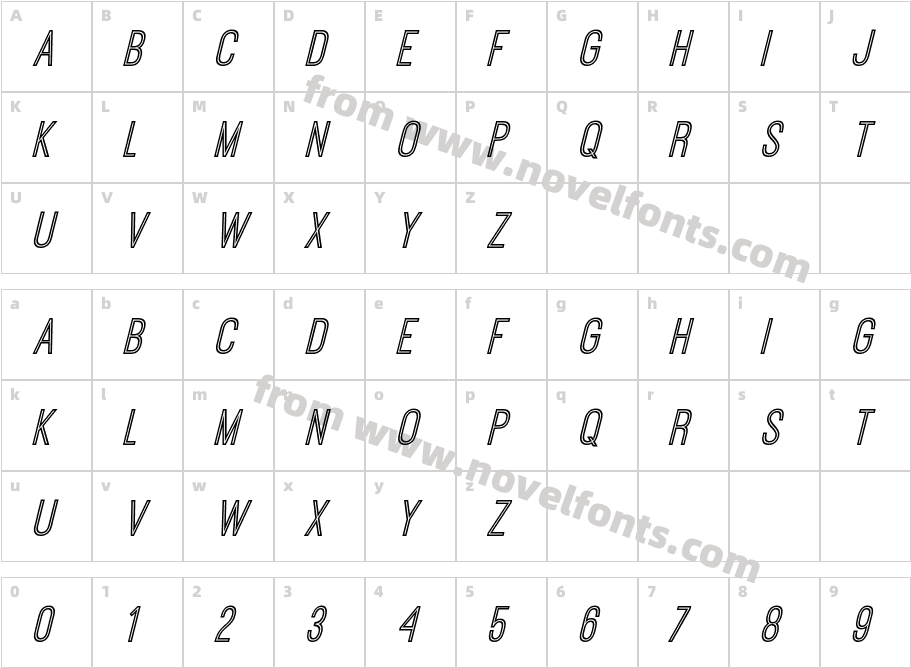 Ostrich Sans Inline ItalicCharacter Map