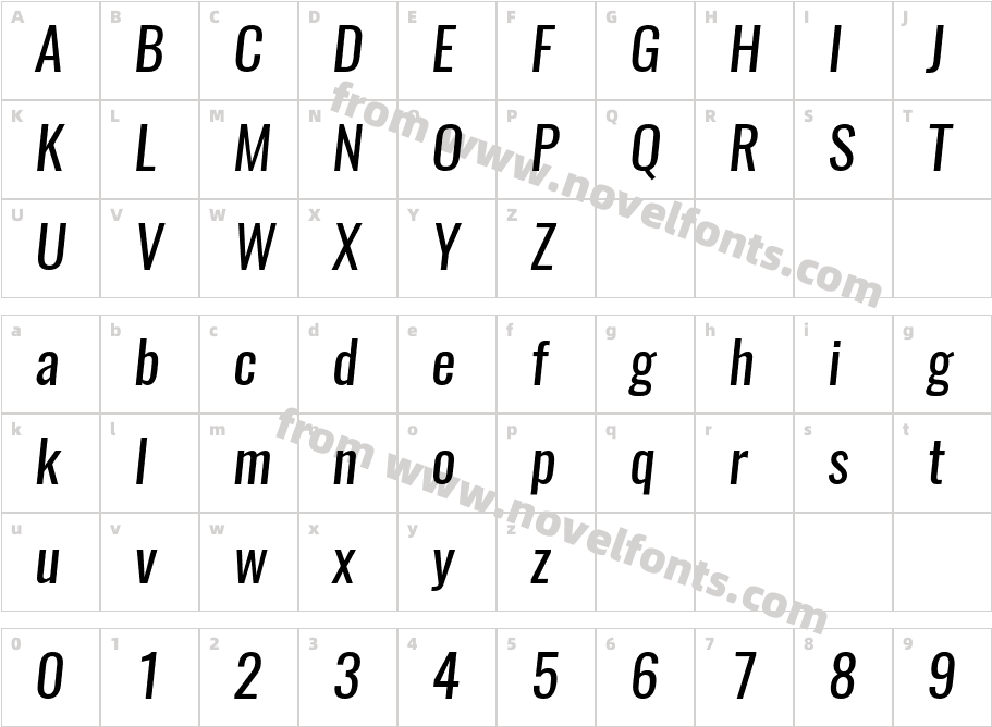 Oswald RegularItalicCharacter Map