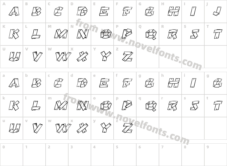 OutHouseDisplayCaps ItalicCharacter Map