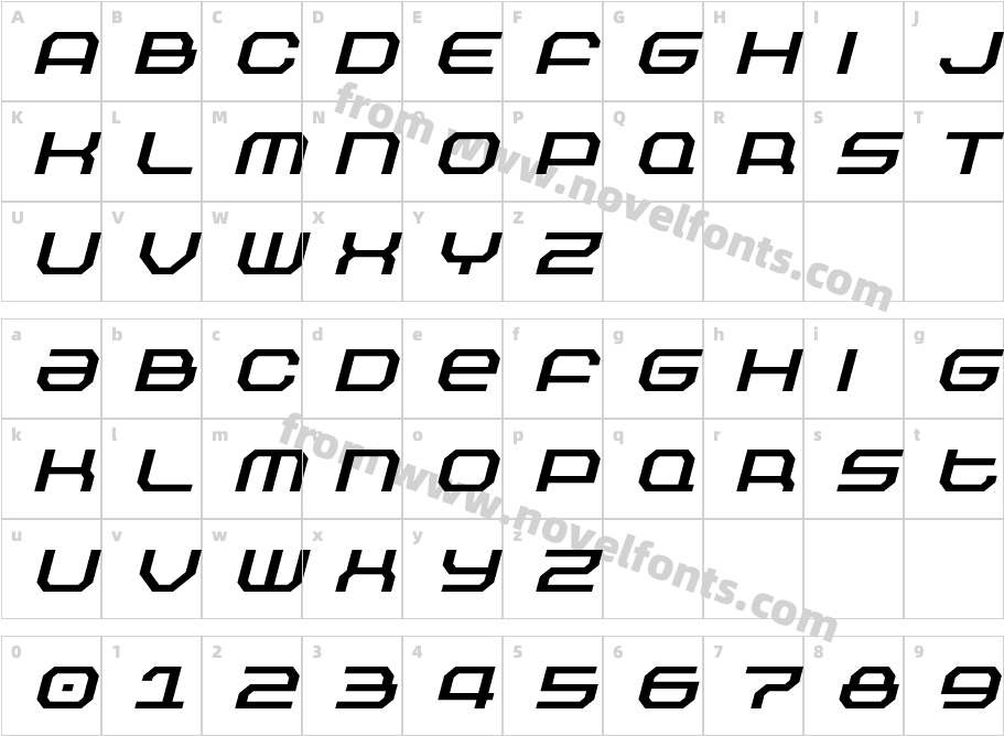 Outland Bold ItalicCharacter Map