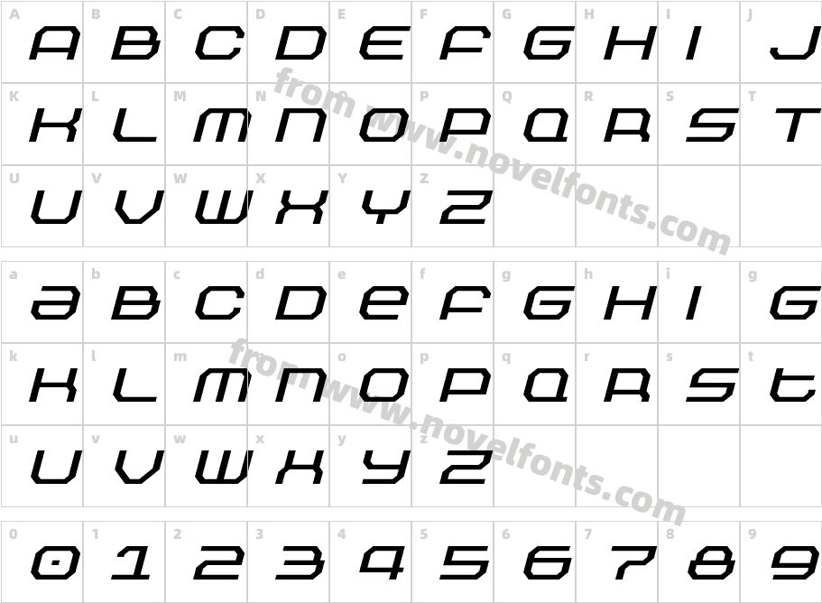 Outland ItalicCharacter Map