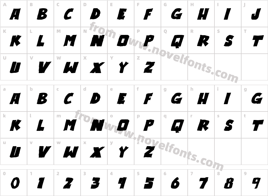 Outlander Bold ItalicCharacter Map