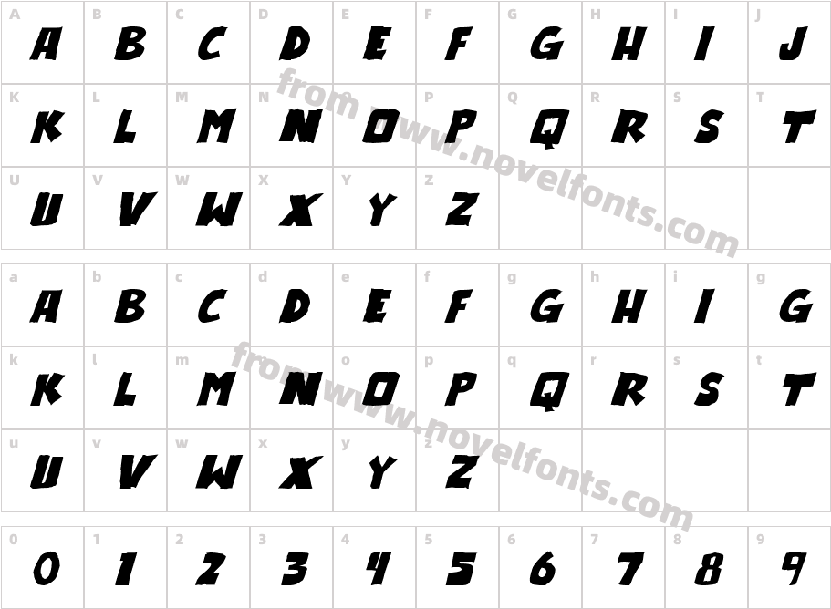 Outlander ItalicCharacter Map