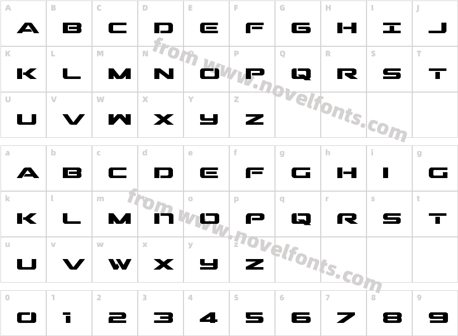 Outrider Condensed BoldCharacter Map