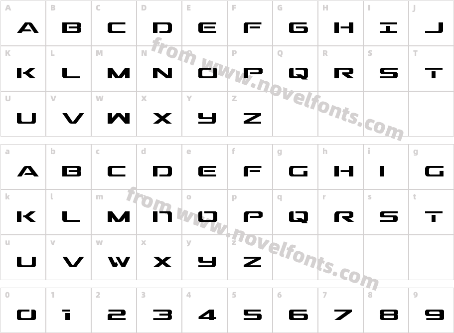 Outrider CondensedCharacter Map