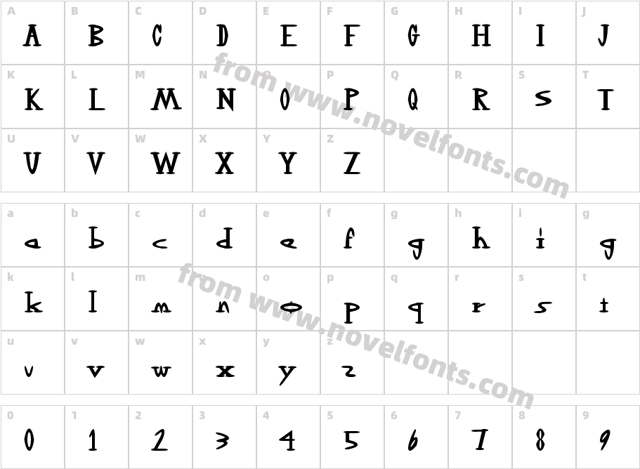 OutwestDark RegularCharacter Map