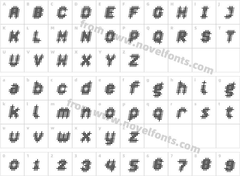 Overcross SemiBoldObliqueCharacter Map