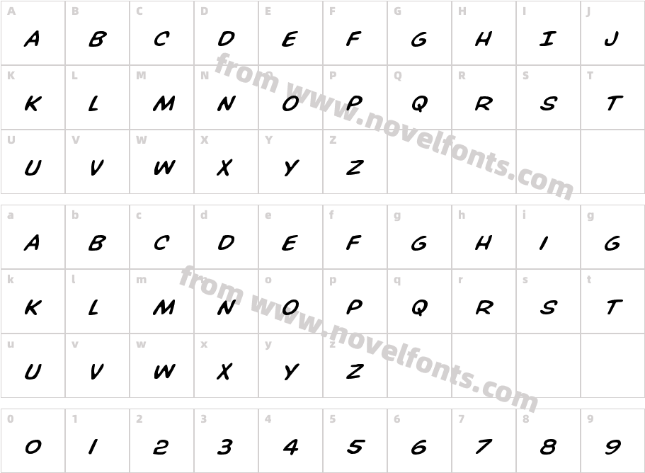 Overstreet Bible Expanded ItalicCharacter Map