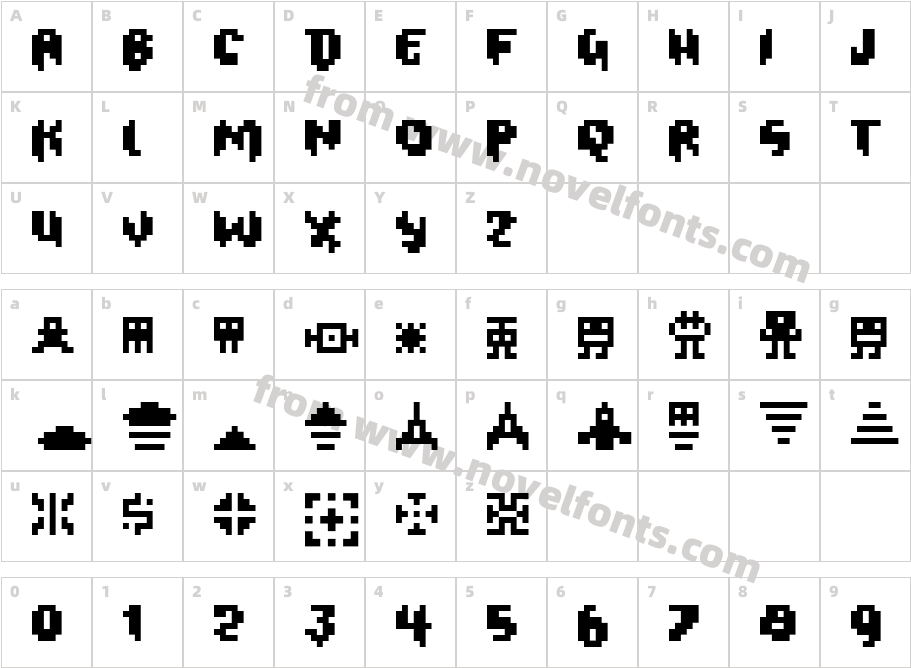 Oxygene 1Character Map