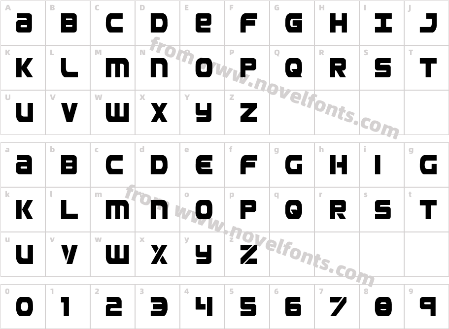 Ozda CondensedCharacter Map