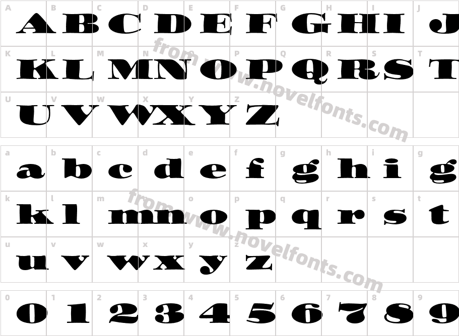 OzwaldStdCharacter Map