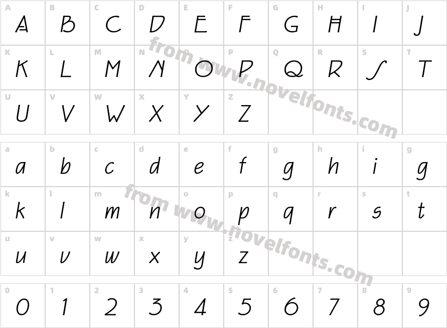 P22Eaglefeather-ItalicCharacter Map