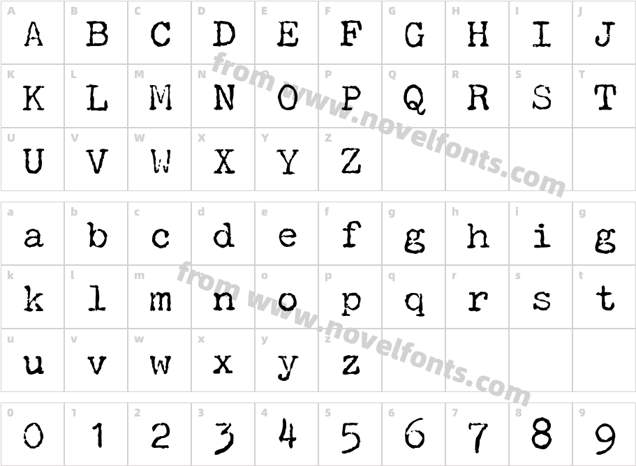 P22TypewriterCharacter Map