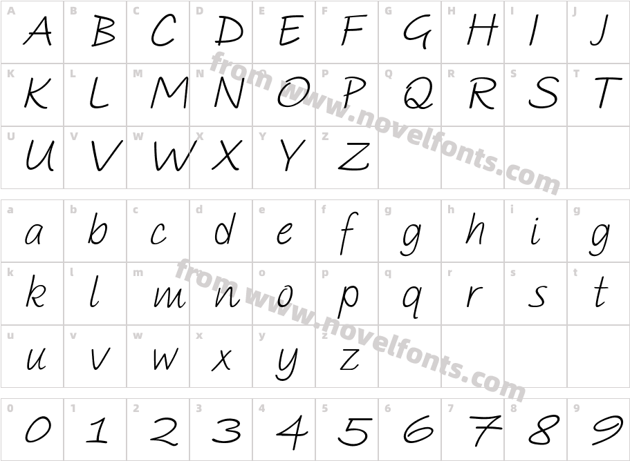 PAROLE Script Italic DemoCharacter Map