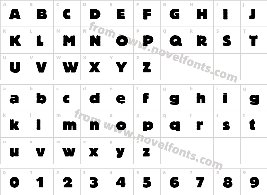 PT Bloc Heavy CyrillicCharacter Map