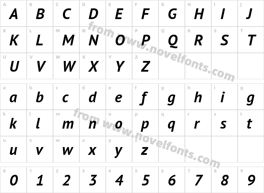 PT Sans Bold ItalicCharacter Map