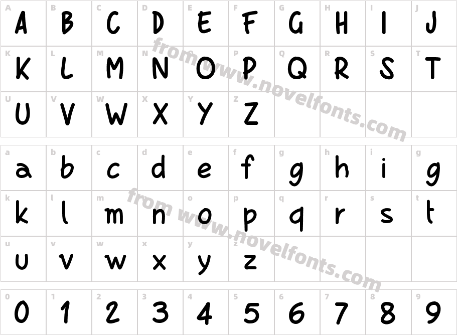 PWBoldScriptCharacter Map