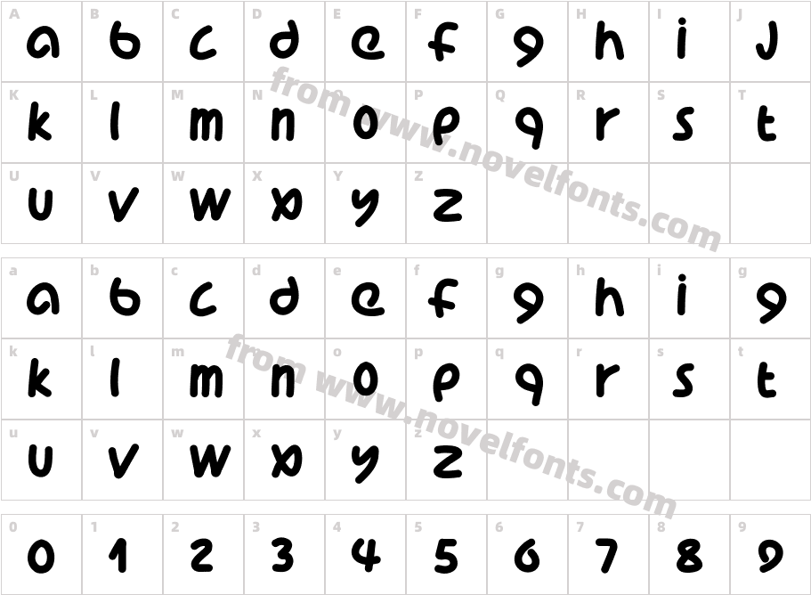 PWCoolFontCharacter Map