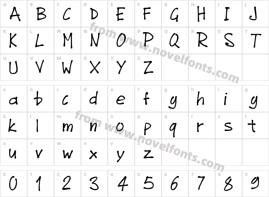 PWJunefontCharacter Map