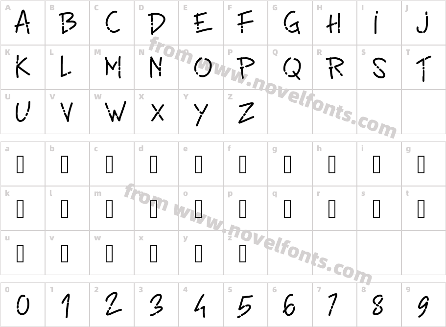 PWLinefontCharacter Map