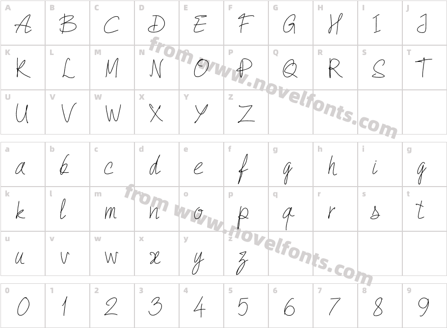 PWQuickWrite-MediumCharacter Map