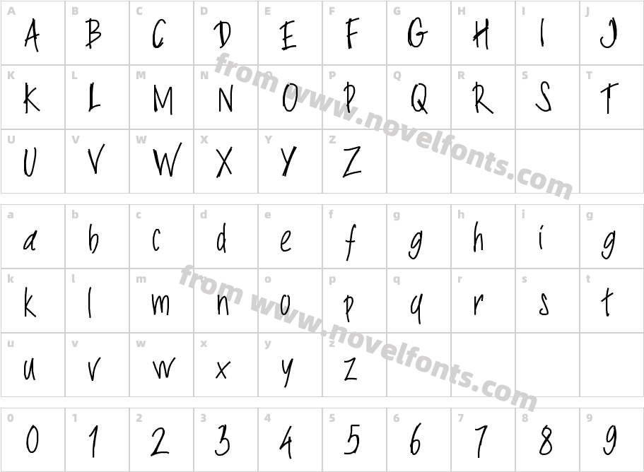 PWSlimyfontsCharacter Map