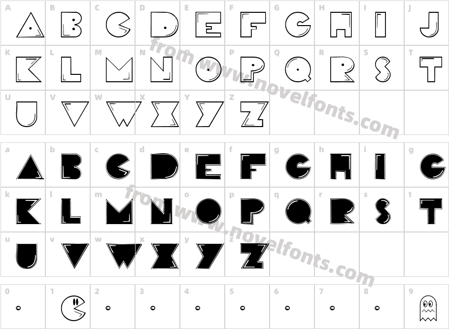 PacFontCharacter Map