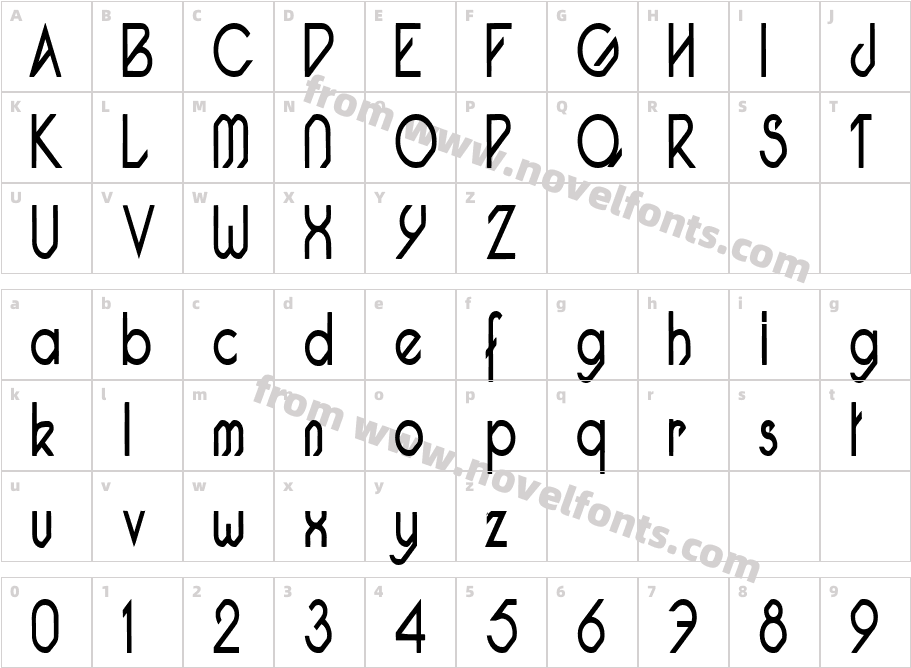 Pacotillenarrow regularCharacter Map